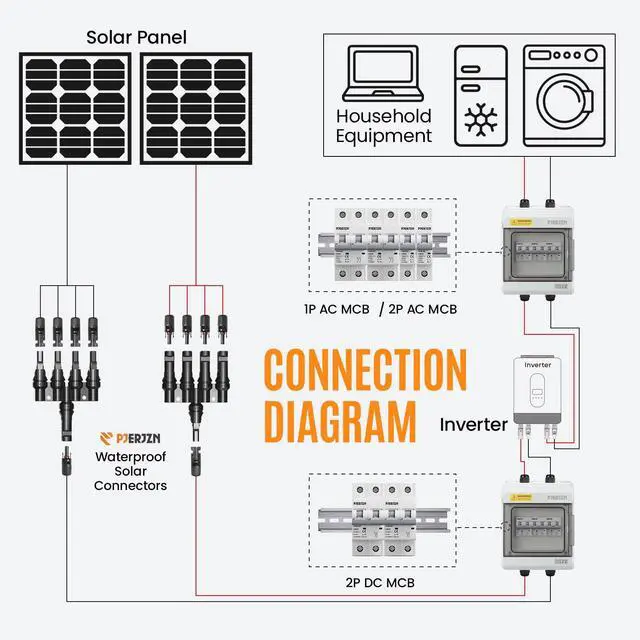 Alt view image 7 of 7 - Solar Panel Connector Solar Y Branch 4 to 1 Solar Panel Splitter 4 Way 1000V Y Branch Solar Panel Parallel Connectors for Parallel Connection Solar Panels (1 Pair 4 to 1)