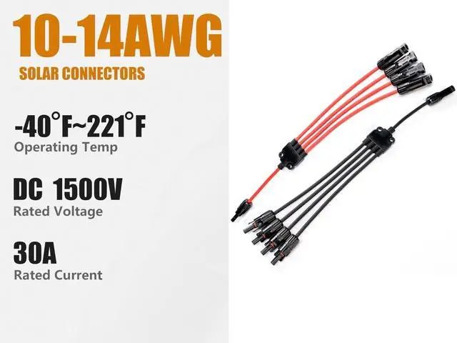 Alt view image 2 of 6 - Solar y connector ,Solar Panel Connectors, 4 to 1 Splitter,Y Branch Connectors 1 to 4 Solar Adapter Cable Plug Tool (M/FFFF,F/MMMM) 1500V, 4 Way Parallel, 12/10 AWG (Red-Black)length:19.9in(2pcs)