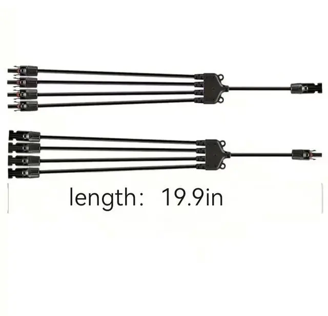 Alt view image 7 of 7 - Solar Panel Connectors Y Branch 1 to 4 Parallel PV Adapter Cable, Y Branch Connectors 1 to 4 Solar Adapter Cable Plug Tool (M/FFFF,F/MMMM), 1500V (Black) Length:19.9in(2pcs)