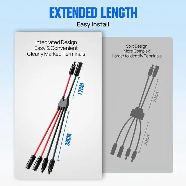 Alt view image 4 of 7 - Integrated Solar Connector 2-4 Y Branch Parallel PV Adapter Cable Wire Plug Tool Kit for Solar Panel(M/FF+F/MM)