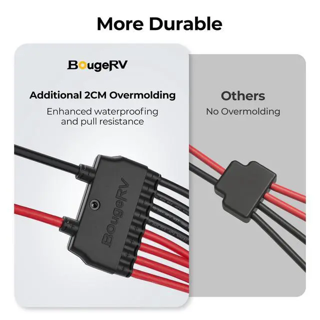 Alt view image 3 of 7 - Solar Parallel Connectors for 2-4 Solar Panels, Extra Long 2 to 8 Y Branch 10AWG Adapter Splitter Cable Wire Plug PV Tool Kit, Waterproof (MFFFF/FMMMM)