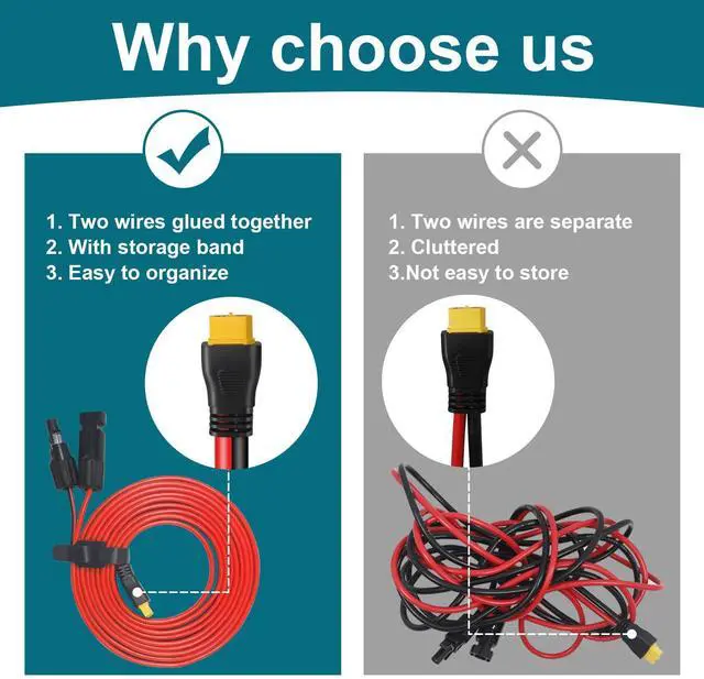 Alt view image 4 of 6 - XT60 Connector, MC4 to XT60 Extension Charging Cable 10FT, Solar to XT60 Cable 10AWG