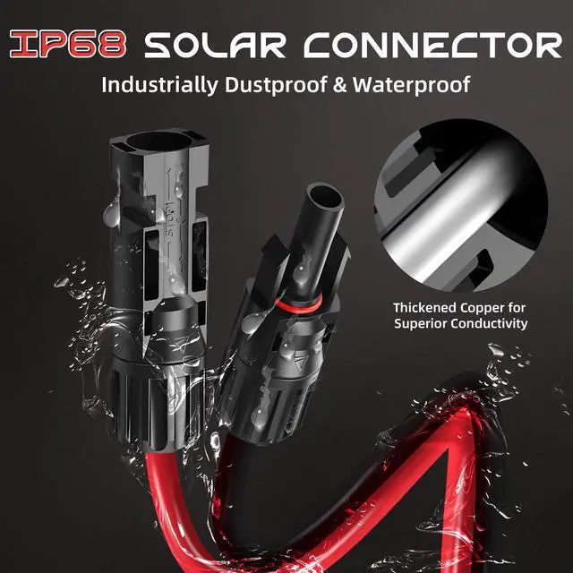Alt view image 6 of 7 - 20FT 10AWG XT60 Solar Charging Cable, Solar Panel Connector to XT60 Extension Charge Adapter Cable with Caps & Wire Ties for LiFePO4 Battery RV Portable Power Station Ecoflow Generator