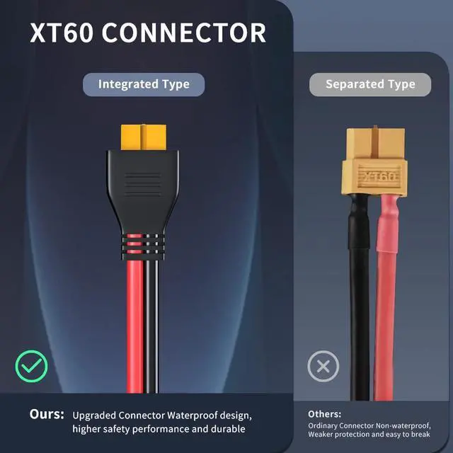 Alt view image 4 of 7 - XT60 Extension Cable 10Ft, 10AWG XT60 Cable Wire XT60 Male to Female Adapter Connector Converter Plug for RC Battery Lipo Battery Pack Solar Generator Portable Power Station and Solar Panel