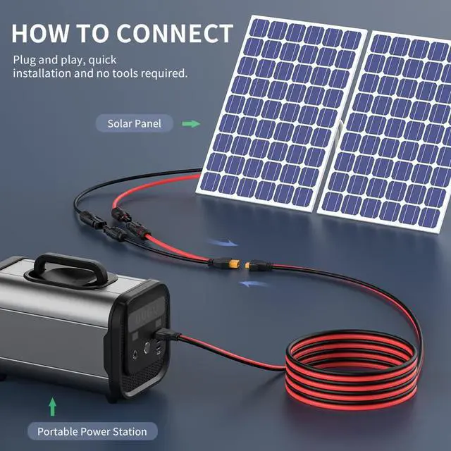 Alt view image 6 of 7 - XT60 Extension Cable 10Ft, 10AWG XT60 Cable Wire XT60 Male to Female Adapter Connector Converter Plug for RC Battery Lipo Battery Pack Solar Generator Portable Power Station and Solar Panel