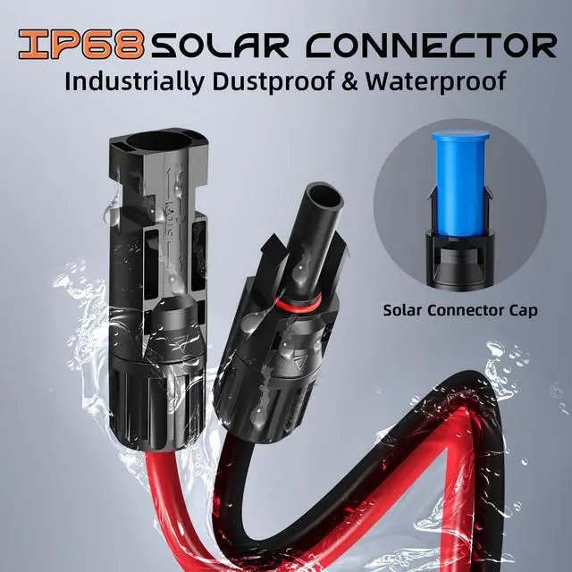 Alt view image 6 of 7 - 10FT 10AWG XT60 Solar Charging Cable, Solar Panel Connector to XT60 Extension Charge Adapter Cable with Caps & Wire Ties for LiFePO4 Battery RV Portable Power Station Ecoflow Generator