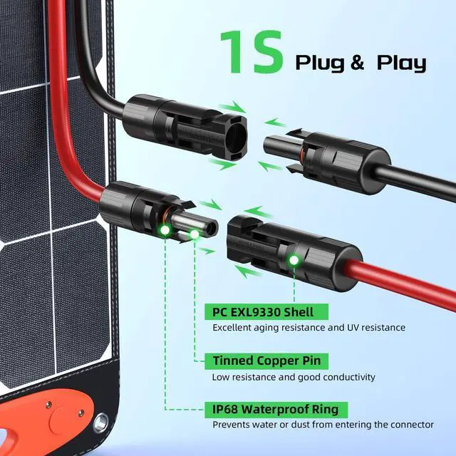 Alt view image 6 of 7 - 10 Feet Solar to XT60 Extension Cable, 12AWG Solar Panel Connector to XT60 Charge Adapter for Connecting to Portable Power Station, RV, EcoFlow, Anker, BLUETTI & Generator