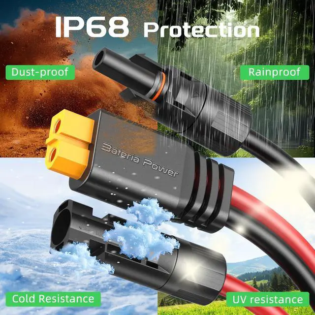 Alt view image 5 of 7 - 10 Feet Solar to XT60 Extension Cable, 12AWG Solar Panel Connector to XT60 Charge Adapter for Connecting to Portable Power Station, RV, EcoFlow, Anker, BLUETTI & Generator