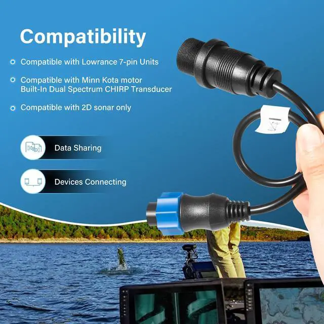Alt view image 3 of 6 - Upgrade MKR-DSC-10 1852077 DSC Adapter Cable for Lowrance 7-pin Fish Finders, for Minn Kota Motor Built-in Dual Spectrum Chirp Transducer Compatible with 2D Sonar
