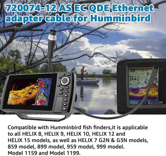 Alt view image 4 of 7 - 720074-12 AS EC QDE Ethernet Adapter Cable Compatible with Humminbird Fish Finders Helix 7,8,9,10,12,15 & More | 17-Inch for Humminbird Fish Finder Cable