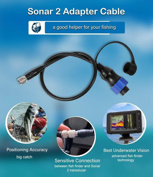 Alt view image 2 of 7 - MKR-US2-10 Universal Sonar 2 Adaptor Cable Fit for Lowrance Fish Finder Works on US2 Sonar Transducer on Minn Kota Trolling Motor Replaces for 1852060, MKR-US2-10, 29594