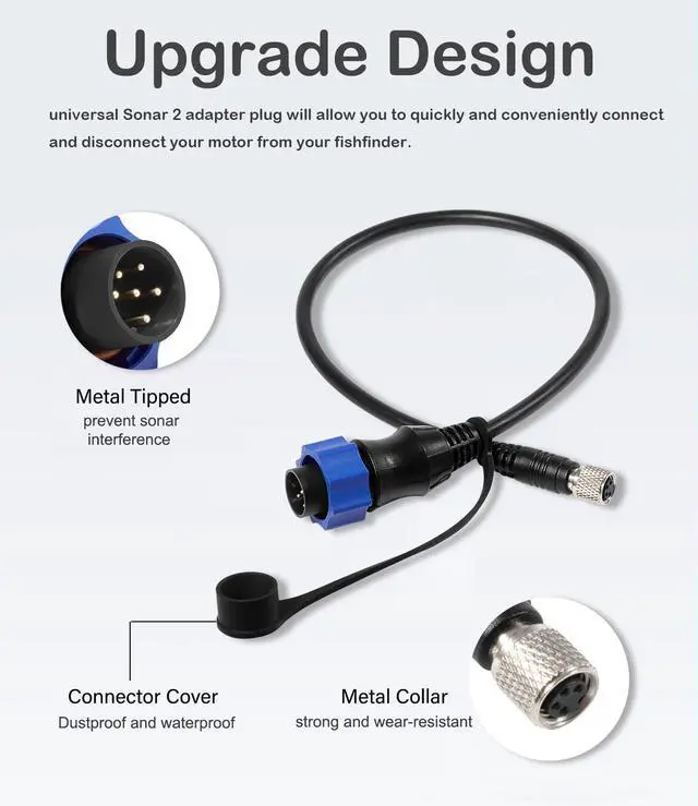 Alt view image 4 of 7 - MKR-US2-10 Universal Sonar 2 Adaptor Cable Fit for Lowrance Fish Finder Works on US2 Sonar Transducer on Minn Kota Trolling Motor Replaces for 1852060, MKR-US2-10, 29594