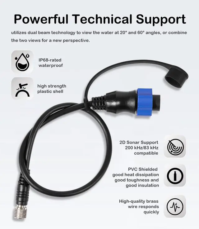 Alt view image 5 of 7 - MKR-US2-10 Universal Sonar 2 Adaptor Cable Fit for Lowrance Fish Finder Works on US2 Sonar Transducer on Minn Kota Trolling Motor Replaces for 1852060, MKR-US2-10, 29594