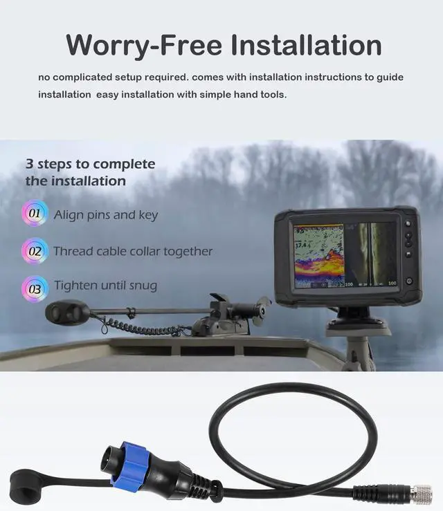 Alt view image 7 of 7 - MKR-US2-10 Universal Sonar 2 Adaptor Cable Fit for Lowrance Fish Finder Works on US2 Sonar Transducer on Minn Kota Trolling Motor Replaces for 1852060, MKR-US2-10, 29594