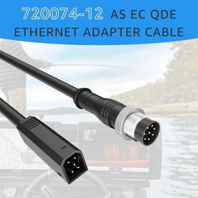 Alt view image 3 of 7 - 720074-12 AS EC QDE Ethernet Adapter Cable Compatible with Humminbird Fish Finders Helix 7, Helix 8, Helix 9, Helix 10, Helix 12 and Helix 15 Models
