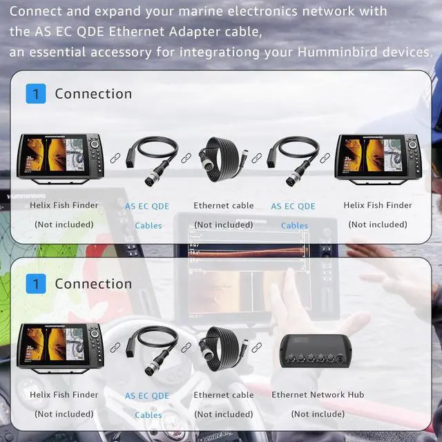 Alt view image 4 of 7 - 720074-12 AS EC QDE Ethernet Adapter Cable Compatible with Humminbird Fish Finders Helix 7, Helix 8, Helix 9, Helix 10, Helix 12 and Helix 15 Models
