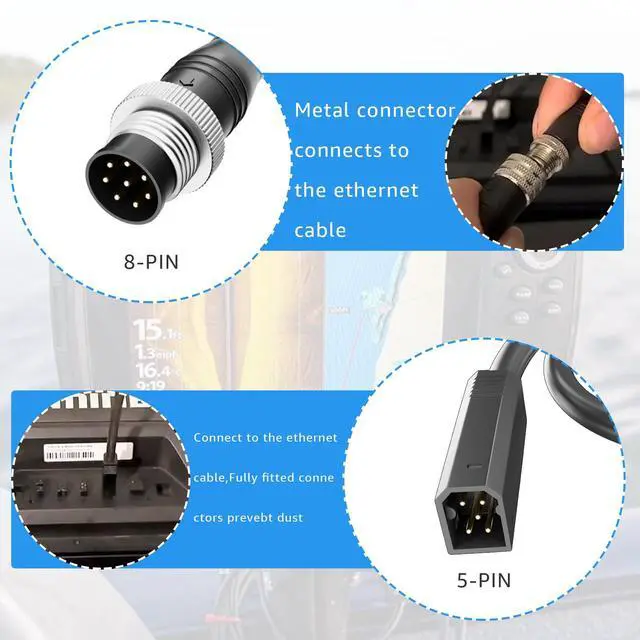 Alt view image 5 of 7 - 720074-12 AS EC QDE Ethernet Adapter Cable Compatible with Humminbird Fish Finders Helix 7, Helix 8, Helix 9, Helix 10, Helix 12 and Helix 15 Models