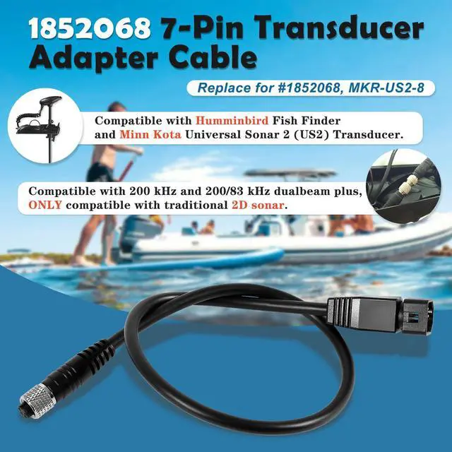 Alt view image 2 of 7 - 1852068 MKR-US2-8 7-Pin Transducer Adapter Cable Compatible with Humminbird Fish Finder and Minn Kota Universal Sonar 2 (US2) Transducer, Waterproof