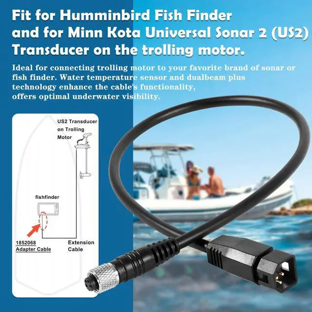 Alt view image 3 of 7 - 1852068 MKR-US2-8 7-Pin Transducer Adapter Cable Compatible with Humminbird Fish Finder and Minn Kota Universal Sonar 2 (US2) Transducer, Waterproof