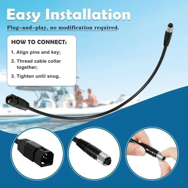 Alt view image 5 of 7 - 1852068 MKR-US2-8 7-Pin Transducer Adapter Cable Compatible with Humminbird Fish Finder and Minn Kota Universal Sonar 2 (US2) Transducer, Waterproof