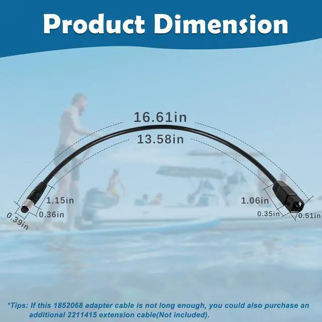 Alt view image 6 of 7 - 1852068 MKR-US2-8 7-Pin Transducer Adapter Cable Compatible with Humminbird Fish Finder and Minn Kota Universal Sonar 2 (US2) Transducer, Waterproof