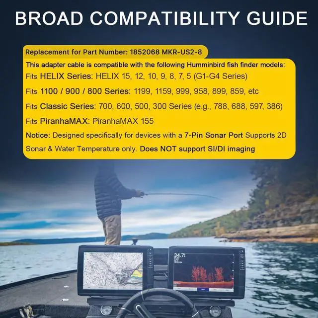 Alt view image 4 of 7 - 1852068 MKR-US2-8 7-Pin Transducer Adapter Cable Compatible with Humminbird Fish Finder & Minn Kota US2 Finders Universal Sonar Transducer Fish, Black
