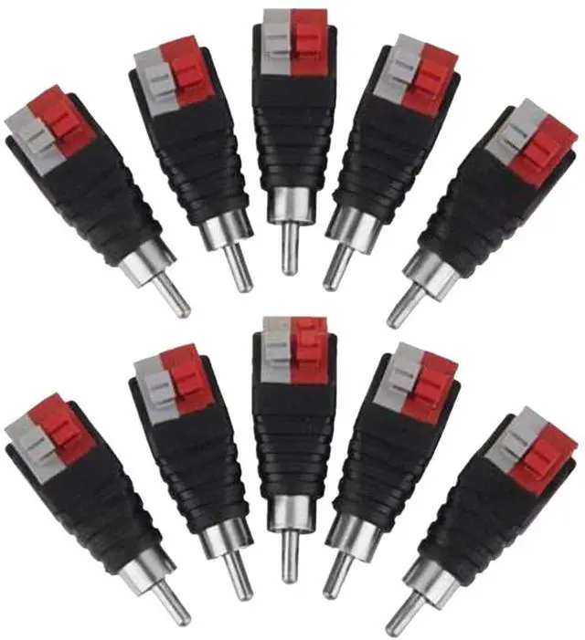 Main image of Speaker Wire Cable to Audio Male RCA Connector Adapter Jack Plug 10pcs/Set