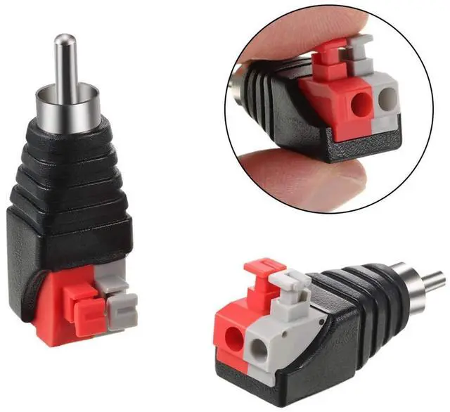 Alt view image 2 of 6 - Speaker Wire Cable to Audio Male RCA Connector Adapter Jack Plug 10pcs/Set