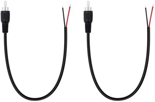 Main image of 2-Pack RCA Male Plug to Speaker Wire Bare Wire Pigtail Connector Adapter Repair Audio Video RCA Jack Cable for AV Receiver Speaker TV Subwoofer Amplifier