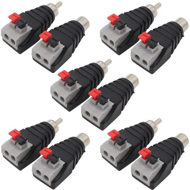 Main image of Speaker Phono Wire Cable to Audio Male Female RCA Connector Adapter Plug Jack 10 Pack (5 Male and 5 Female)