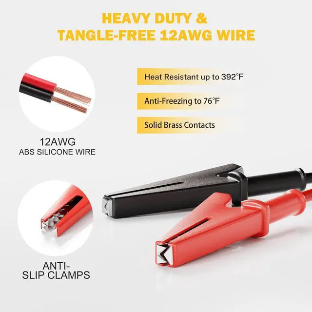 Alt view image 3 of 7 - Jumper Cables with Adapter for De.Walt 20V/18V DCB Battery, Car Jumper Starter with Fuse & On/Off Switch, 12AWG Wire, Automotive Booster Cables for Car, SUV, Picku&Van