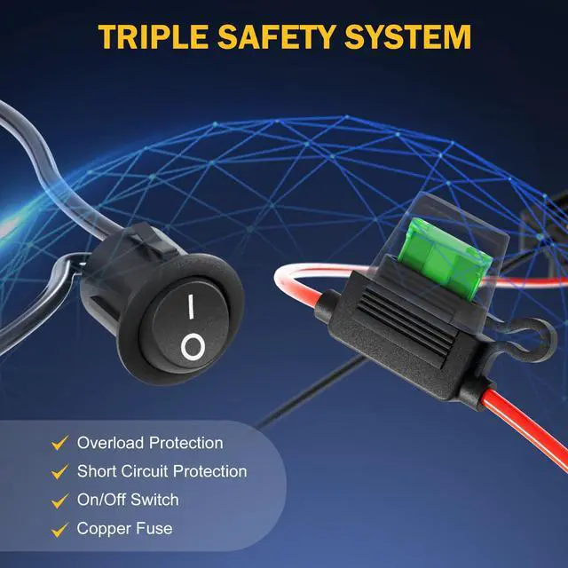 Alt view image 5 of 7 - Jumper Cables with Adapter for De.Walt 20V/18V DCB Battery, Car Jumper Starter with Fuse & On/Off Switch, 12AWG Wire, Automotive Booster Cables for Car, SUV, Picku&Van