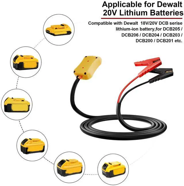 Alt view image 5 of 7 - Jumper Cables With Adapter for Dewalt 20V Battery, 8AWG Portable Battery Dewalt Jumper Starter 2FT Automotive Booster Cables Power for Car Jump Starting Using Tool