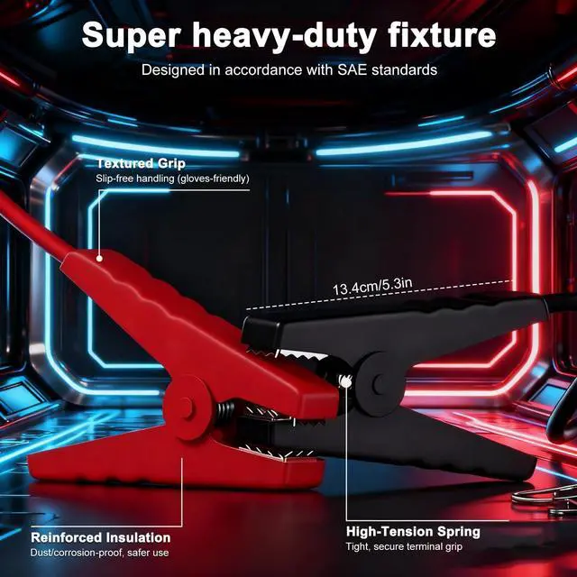 Alt view image 2 of 7 - Jumper Cable Clamps Compatible with Dewalt 20V Battery, 2.95FT 8AWG Silicone Wire Jumper Starter, Automotive Booster Cable for Jump Starting Car Using Tool Battery, 200°C Heat Resistant