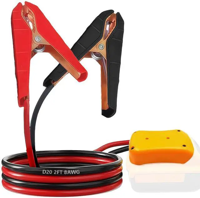 Main image of Jumper Cables for Car with Adapter for Dewalt 20V Batteries, 8AWG 2FT Silicone Wire Alligator Clips, Portable Automotive Jump Starter Jumper Cables for Jump Starting Car or Tool Batteries