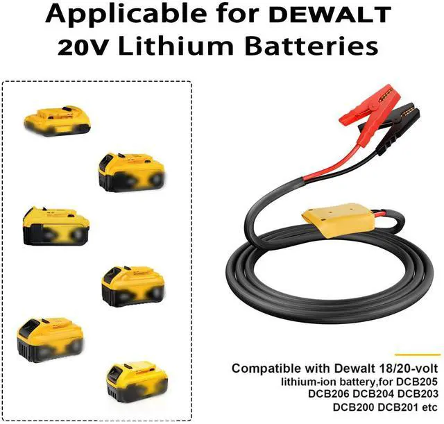 Alt view image 4 of 7 - Jumper Cables with Adapter for Dewalt 20V Battery, 2FT 8AWG Portable Battery Dewalt Jumper Starter Automotive Booster Cables Power for Car Jump Starting Using Tool