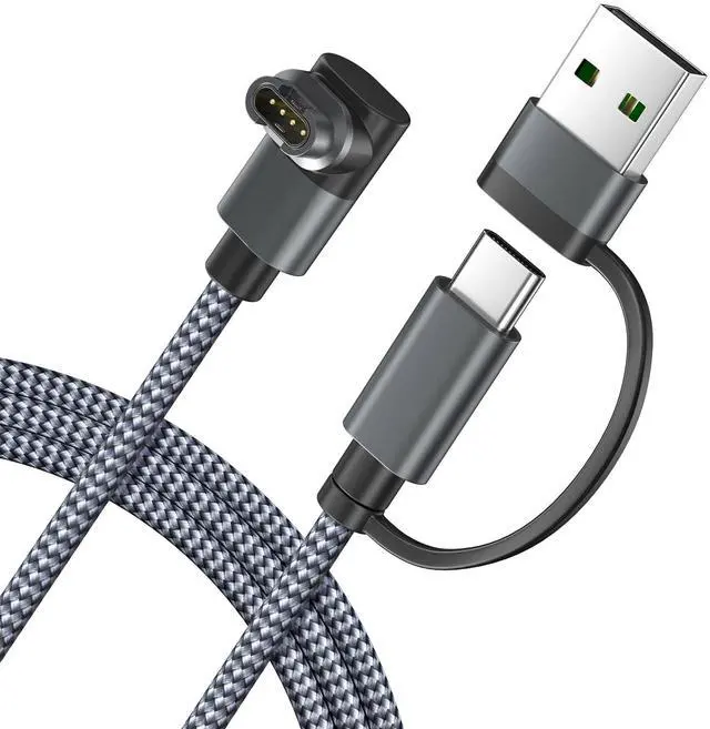 Main image of 2-in-1 USB C Charger Cable for Garmin Watch 4FT 1-Pack,USB Charging Power Cord for Garmin Fenix 8 E 7 7X 7S 6 Solar,Forerunner 970 965 955 945 570 265 255 245 170 165 70 55 45,Vivoactive 6 5 4