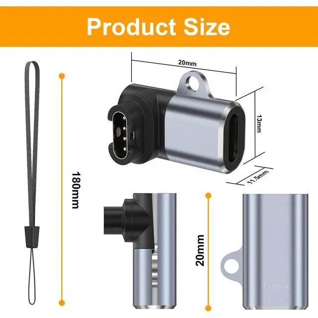 Alt view image 3 of 7 - Charger Adapter for Garmin Watch, 2-Pack USB-C Charging Cable Adapter for Fenix 7 7S 7X 6 6S 6X 5 5S 5X, Forerunner 965 955 265 255 165 55,Instinct,Venu 3 2S SQ,Vivoactive 5 4,Approach,Epix,Quatix