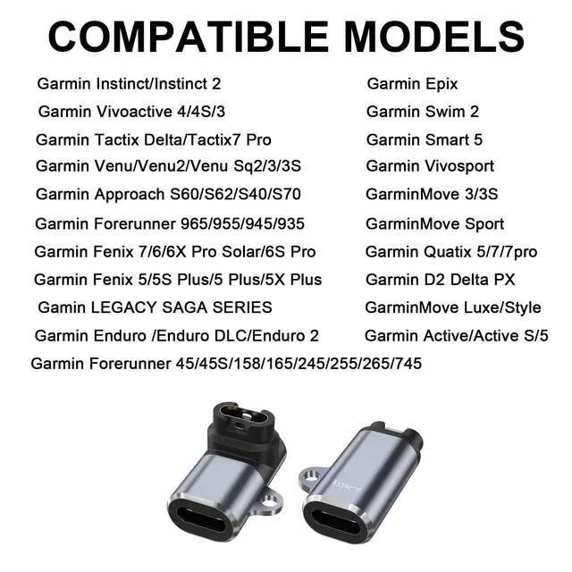 Alt view image 2 of 7 - Charger Adapter for Garmin Watch, 2-Pack USB-C Charging Cable Adapter for Fenix 7 7S 7X 6 6S 6X 5 5S 5X, Forerunner 965 955 265 255 165 55,Instinct,Venu 3 2S SQ,Vivoactive 5 4,Approach,Epix,Quatix