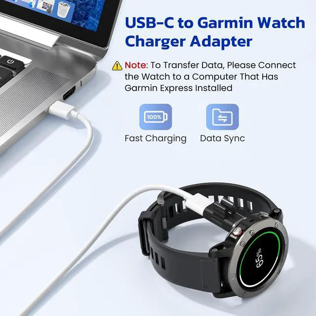 Alt view image 2 of 7 - USB C to Garmin Watch Charger Adapter with Clip 4Pack,Type C Cable Charging Converter for Fenix 8 E 7 7S 7X 6 5 Pro Solar,Forerunner 70 170 570 970 955 55,Vivoactive 6,Venu 4,Tactix 8,Quatix 8