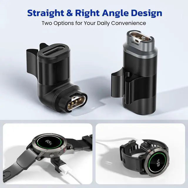 Alt view image 5 of 7 - USB C to Garmin Watch Charger Adapter with Clip 4Pack,Type C Cable Charging Converter for Fenix 8 E 7 7S 7X 6 5 Pro Solar,Forerunner 70 170 570 970 955 55,Vivoactive 6,Venu 4,Tactix 8,Quatix 8