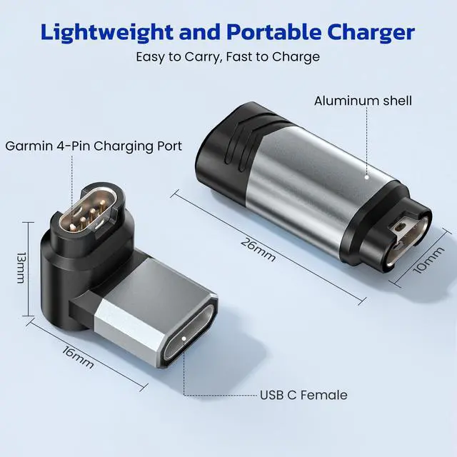 Alt view image 3 of 7 - USB C Charger Adapter for Garmin Watch 4Pack,Type C Charging Cable Converter for Fenix 8 7 6 5 7X 6X E Pro Solar,Vivoactive 6 5,Forerunner 70 170 570 970 965 265,Venu X1 4 3,Quatix 8 7,Tactix 8