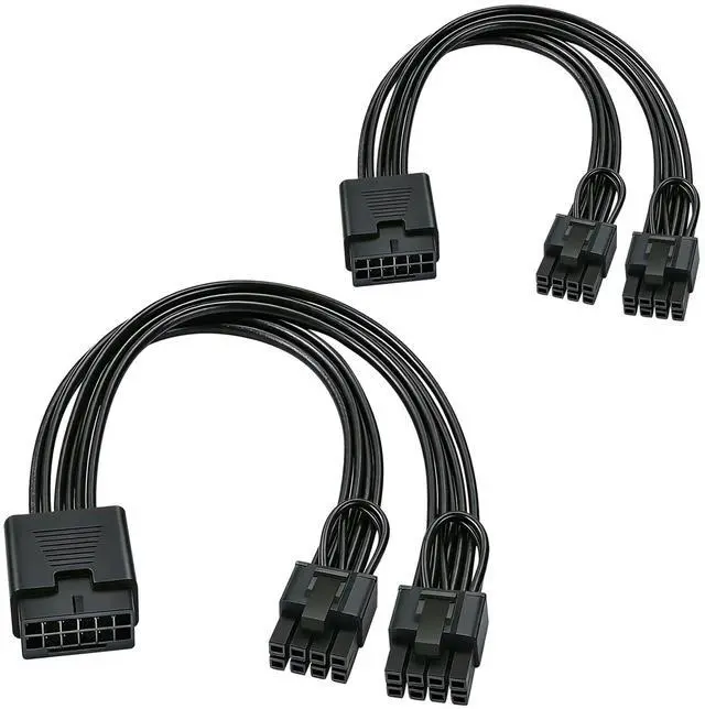 Main image of 12VHPWR Cable Extension, 2 Packs 16 Pin Female to Dual 8 Pin(6+2) Male PCIe Conversion GPU Power Cable for Power Supply with 12+4pin 12VHPWR Port 7in(18cm)