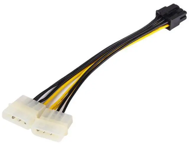 Alt view image 5 of 7 - 8 Pin PCIe to 2 x 4 Pin LP4 Molex Power Cable Adapter (2 Pack), 6 inch / 15 cm, Black