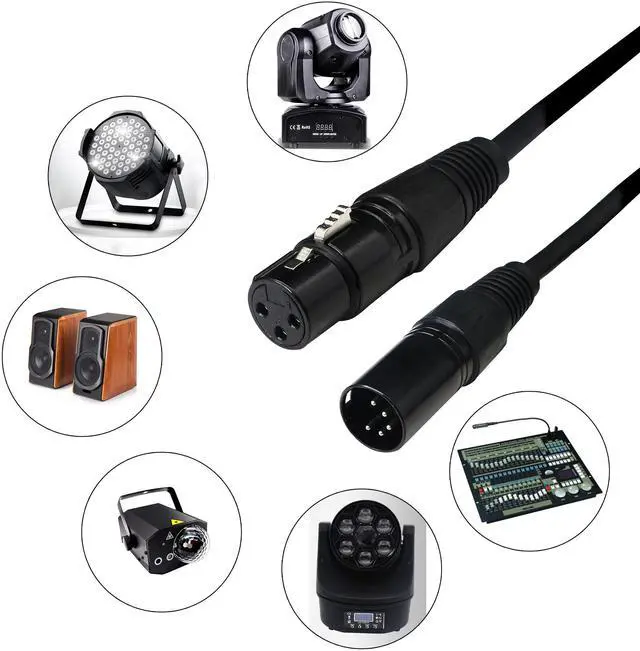 Alt view image 2 of 7 - DMX 512 Stage Light Cable XLR Male 5 Pin Male to XLR Female 3 Pin with Metal Connectors for Stage Lighting and DJ-1.6m