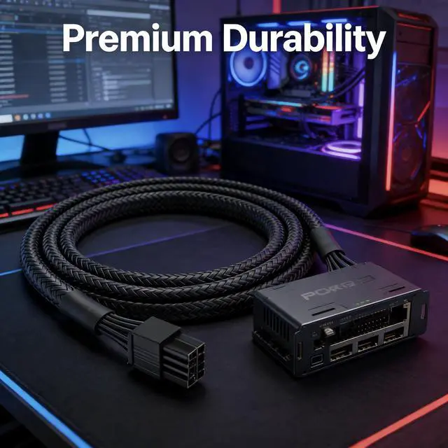 Alt view image 4 of 5 - PCIe Cable Compatible with EVGA Power Supply, 8 Pin Male to 6+2 Pin Male PCI Express Power Adapter, 25 Inch/63cm Long Cord, Durable Build, for Powering Most Computer Devices