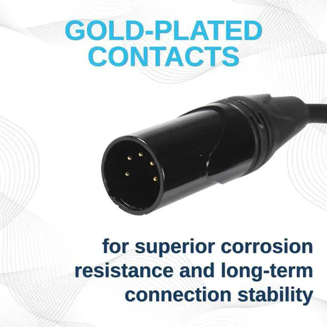 Alt view image 3 of 7 - 3-Pin XLR Female to 5-Pin Male DMX Lighting Cable 6 Inches, Compatible with Studio Light, DMX Stage Light Turnaround, Microphone, Mixer, Speaker, 3-Pin Female to 5-Pin Male Adapter
