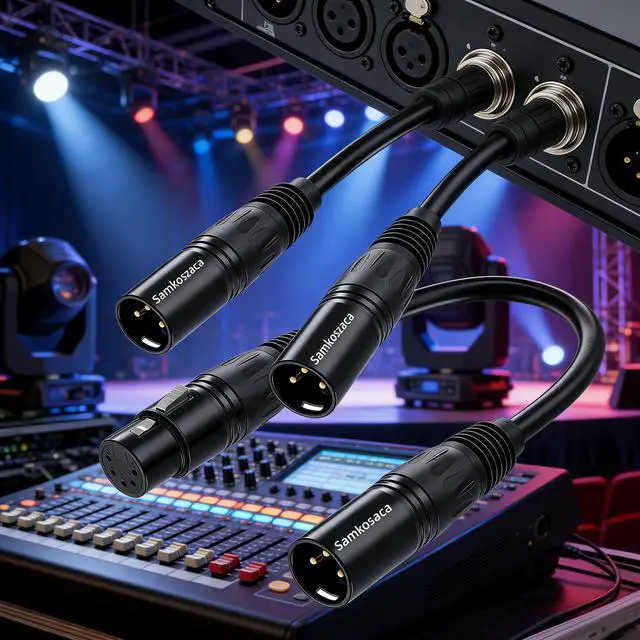 Alt view image 2 of 7 - DMX Adapter 3 Pin Male to 5 Pin Female (2-Pack, 6 Inch) - Professional XLR Signal Converter Cable with Gold Plated Connectors for Stage Lights, Controllers