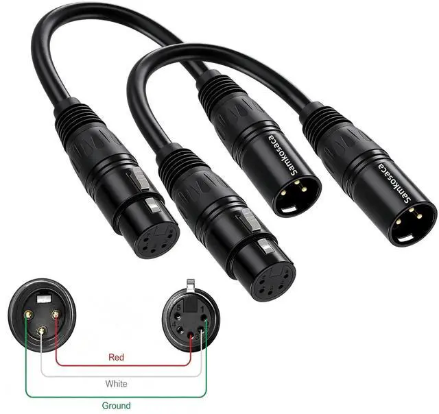 Alt view image 4 of 7 - DMX Adapter 3 Pin Male to 5 Pin Female (2-Pack, 6 Inch) - Professional XLR Signal Converter Cable with Gold Plated Connectors for Stage Lights, Controllers