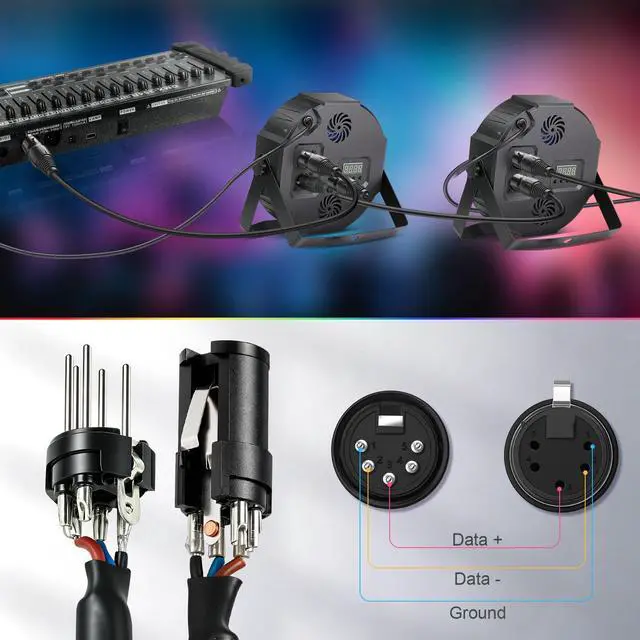 Alt view image 3 of 7 - 5 Pin DMX Cable 10FT 2 Pack, 3-Conductor 5-Pin DMX512 Cables Wire for Stage Lighting Signal XLR Connection